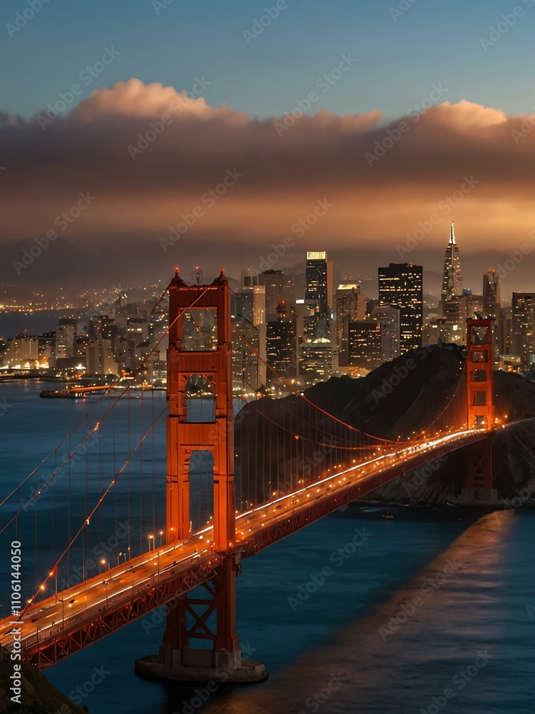 Fototapeta premium Golden Gate Bridge with downtown San Francisco.