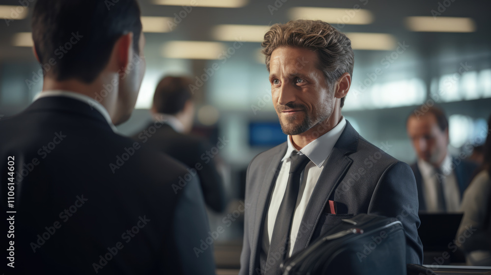 generated illustration of businessman check-in at the airport generated illustration of businessman check-in at the airport