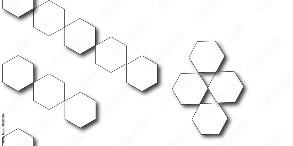 White hexagon 3D background texture. modern abstract polygonal pattern. 3d rendering illustration. Futuristic abstract banner. white and black lines 3d Hexagonal. honeycomb white Background.