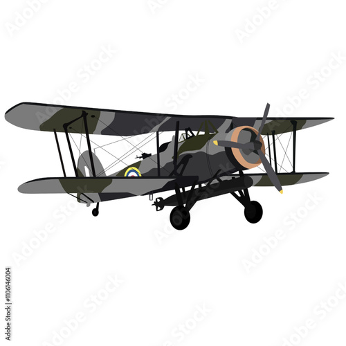 Vintage military aircraft, vintage biplane