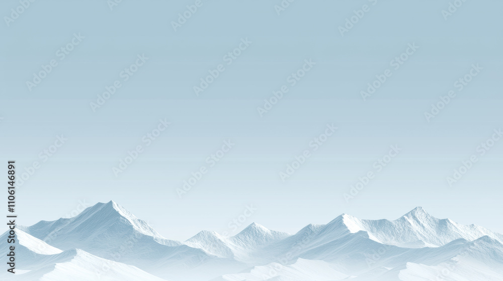 Fototapeta premium serene snowy mountain range under clear blue sky, evoking tranquility and peace