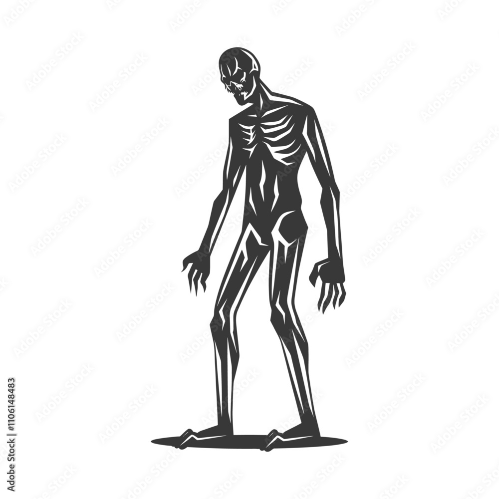 Black And White Illustration Of A Standing Skeleton Black And White Illustration Of A Standing Skeleton