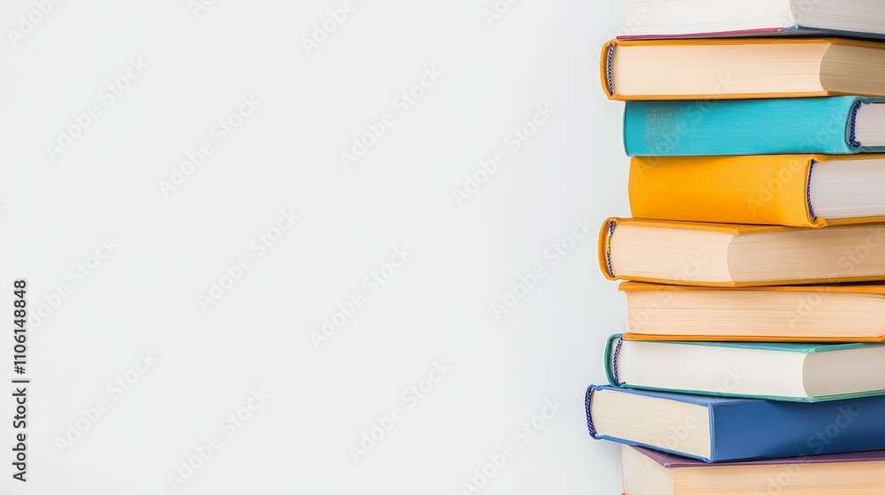 Fototapeta premium Colorful stack of books on white background