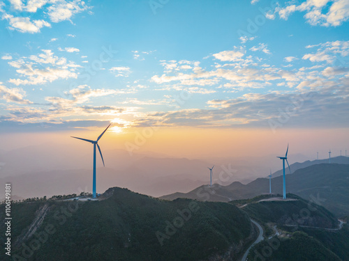 Sunset at Fengche Mountain in Longwen Old Village, Taishan, Jiangmen, Guangdong photo