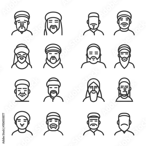 Line Art Illustrations Of Men Wearing Headwear