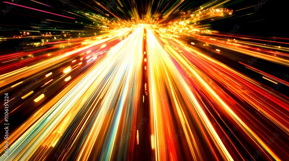 Abstract Light Trails Converging at a Central Point Abstract Light Trails Converging at a Central Point