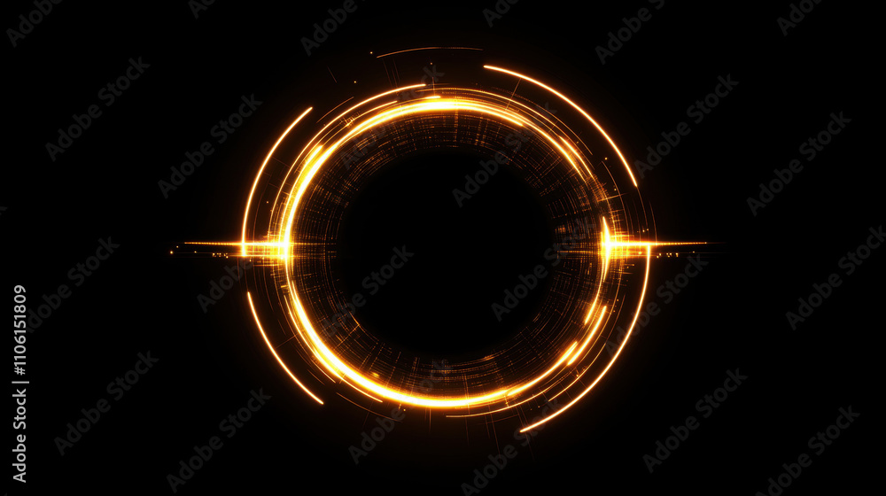 Glowing circular pattern with radiant lines on black background, creating modern and dynamic visual effect Glowing circular pattern with radiant lines on black background, creating modern and dynamic visual effect