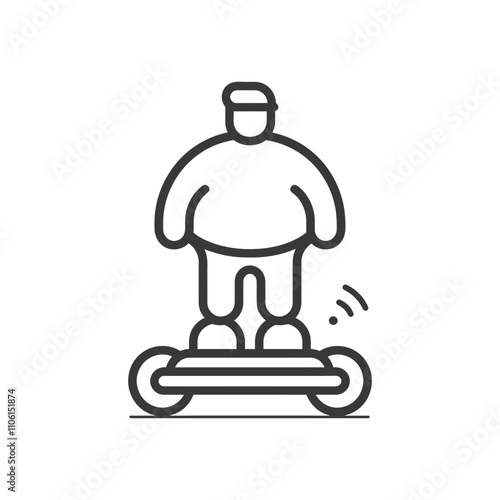 Line Drawing Of A Man Riding An Electric Scooter