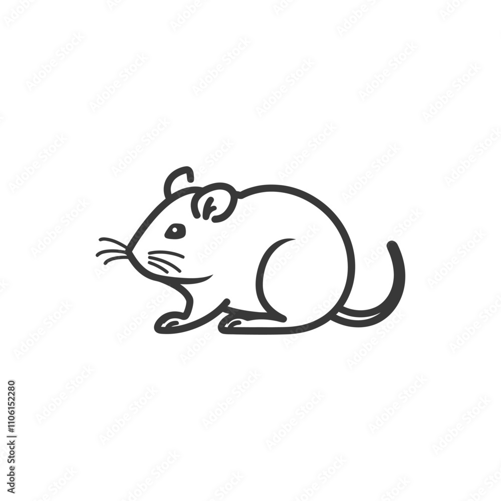 Obraz premium Line Drawing Of A Mouse In Profile