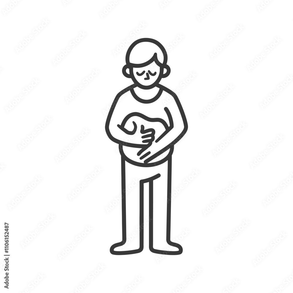 Line Drawing Of A Person Holding Their Stomach Line Drawing Of A Person Holding Their Stomach