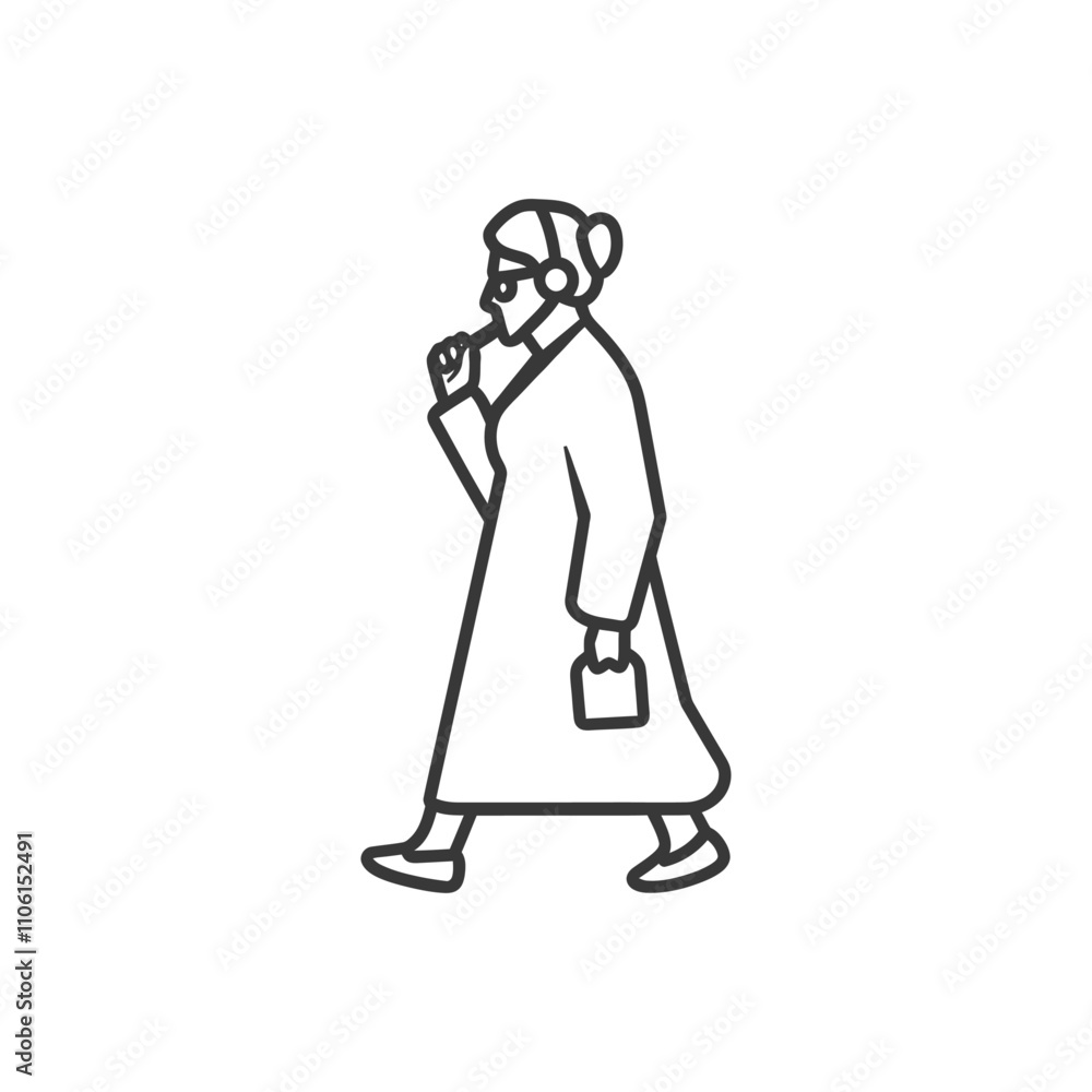 Line Drawing Of A Person In A Long Coat Walking Line Drawing Of A Person In A Long Coat Walking