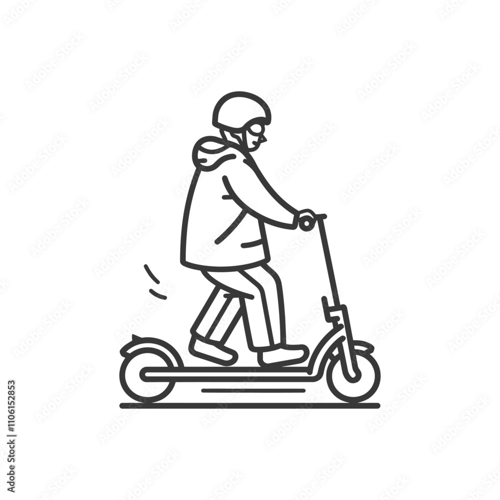 Line Drawing Of A Person Riding An Electric Scooter Line Drawing Of A Person Riding An Electric Scooter