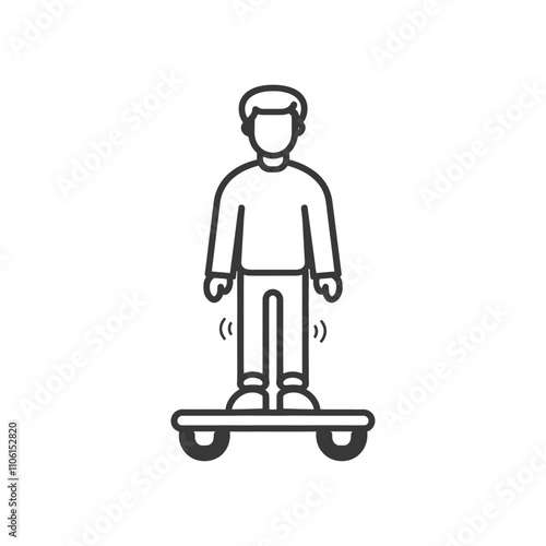 Line Drawing Of A Person Riding A Hoverboard