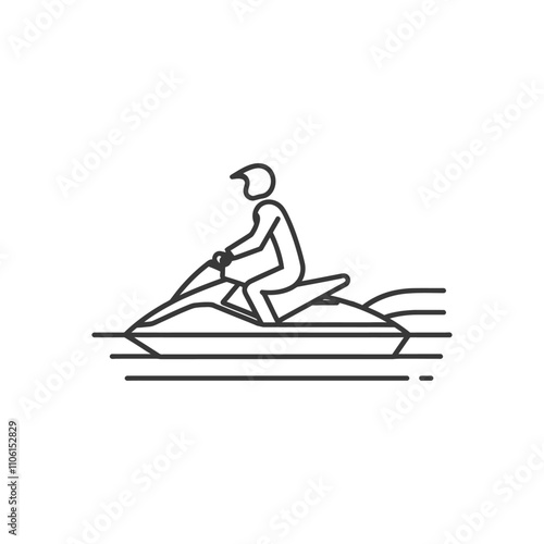 Line Drawing Of A Person Riding A Jet Ski