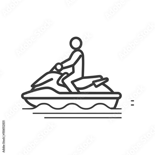 Line Drawing Of A Person Riding A Jet Ski On Water
