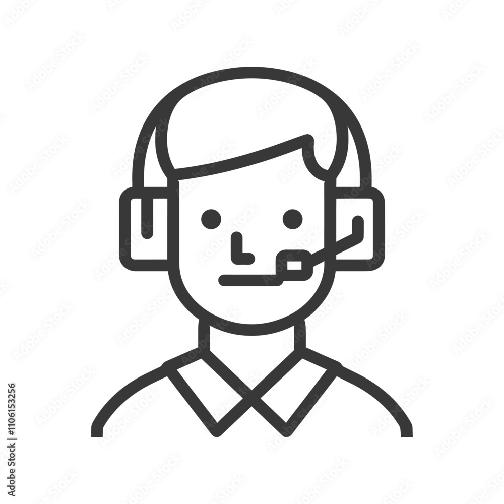 Line Drawing Of A Person Wearing A Headset Line Drawing Of A Person Wearing A Headset