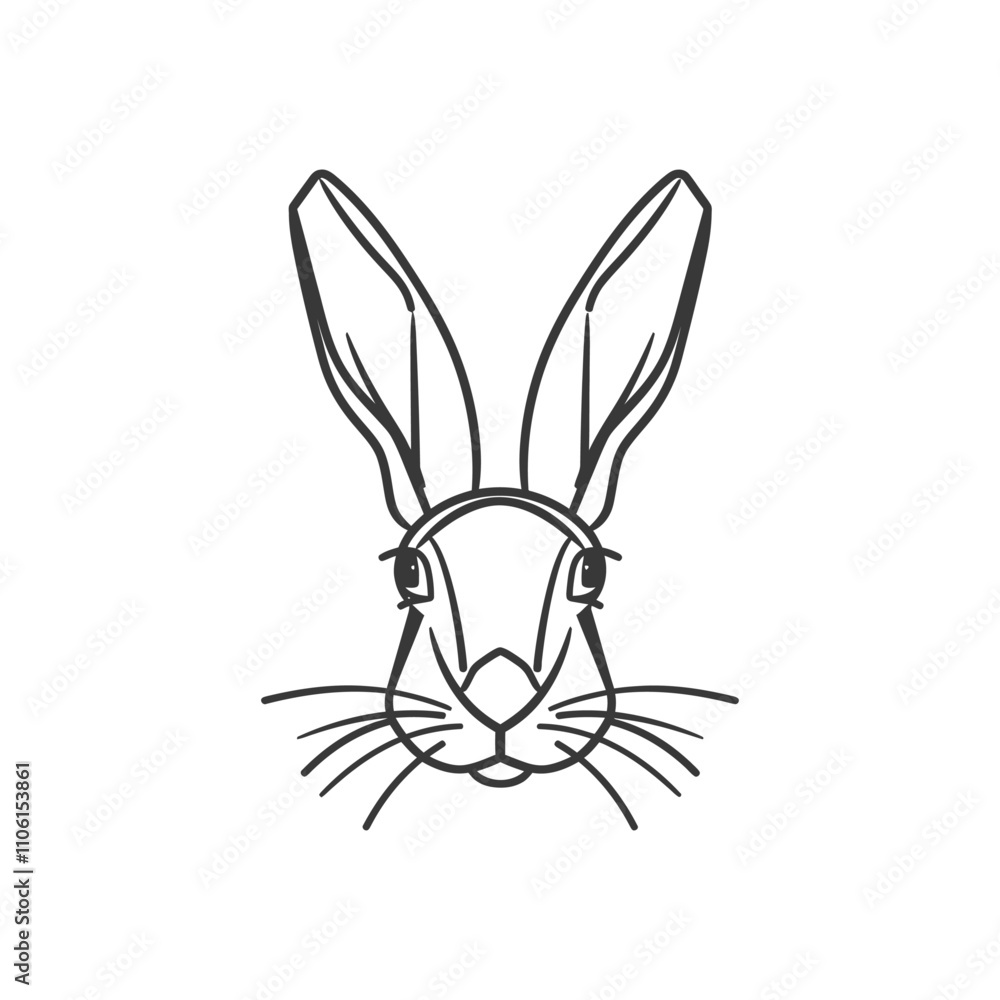 Line Drawing Of A Rabbits Face Line Drawing Of A Rabbits Face