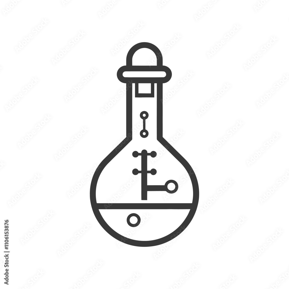 Line Drawing Of A Round Bottomed Flask With A Stopper And Internal Structure Line Drawing Of A Round Bottomed Flask With A Stopper And Internal Structure