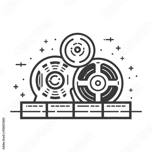 Line Drawing Of A Reel To Reel Tape Recorder