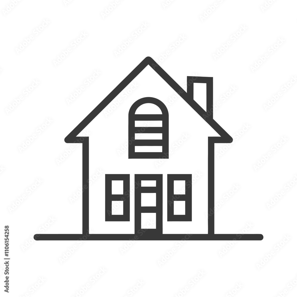 Line Drawing Of A Simple House With A Chimney And Windows Line Drawing Of A Simple House With A Chimney And Windows
