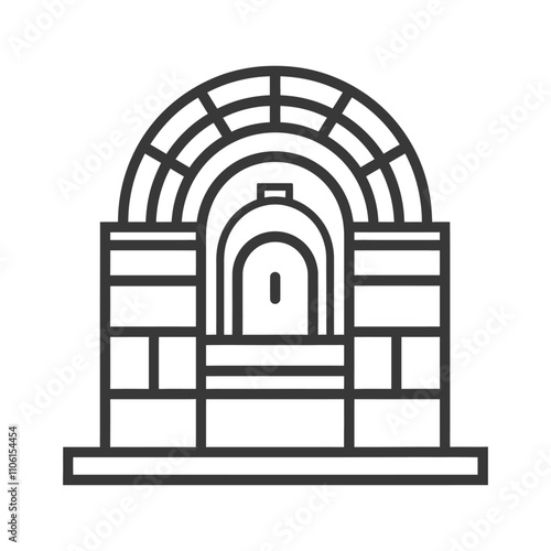 Line Drawing Of An Arched Doorway With A Stone Structure