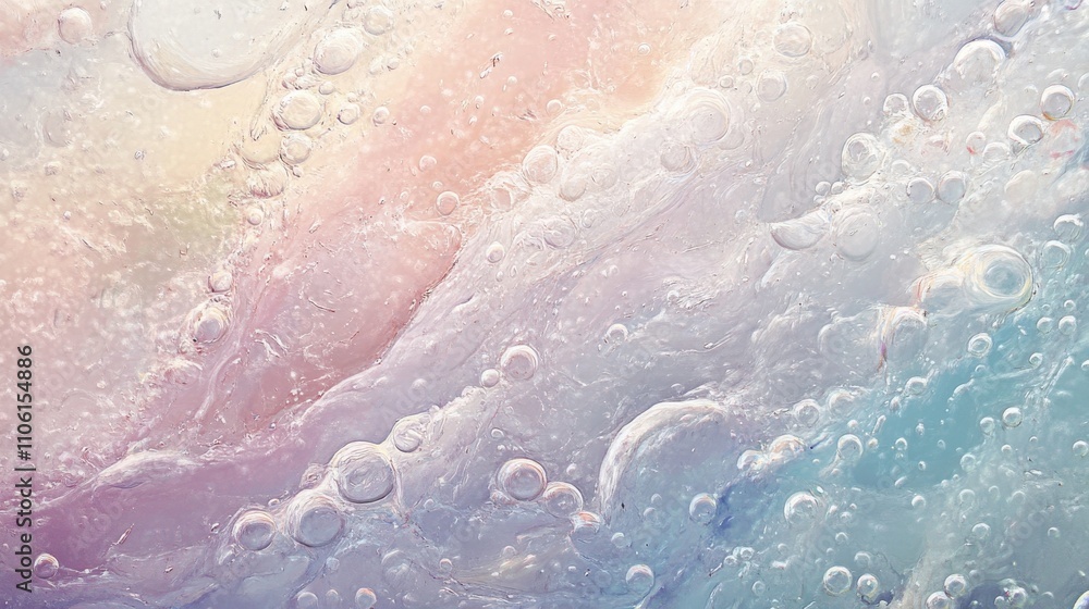 Fototapeta premium Soft pink and blue clouds of ink disperse in clear water, creating an enchanting underwater composition. The gentle movement captures a tranquil and artistic atmosphere.