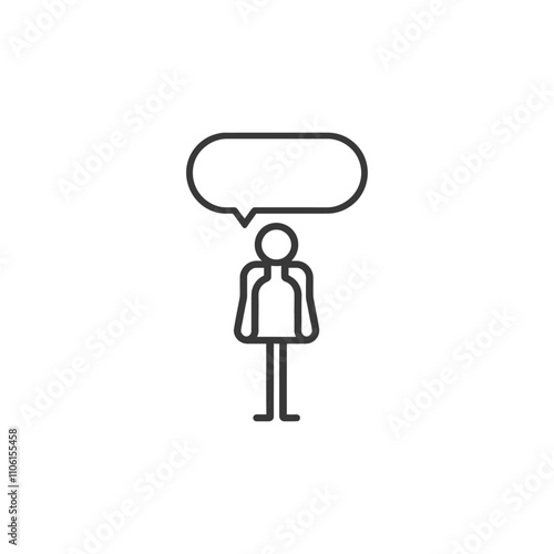 Simple Line Drawing Of A Person With A Speech Bubble Above Their Head