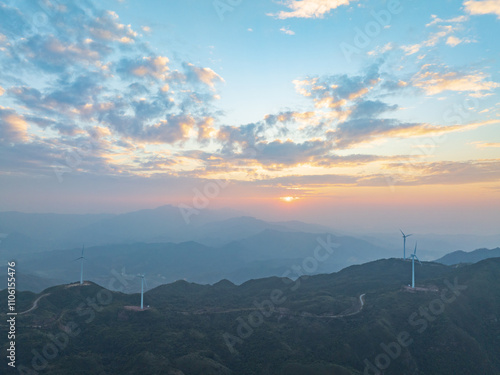 Sunset at Fengche Mountain in Longwen Old Village, Taishan, Jiangmen, Guangdong photo