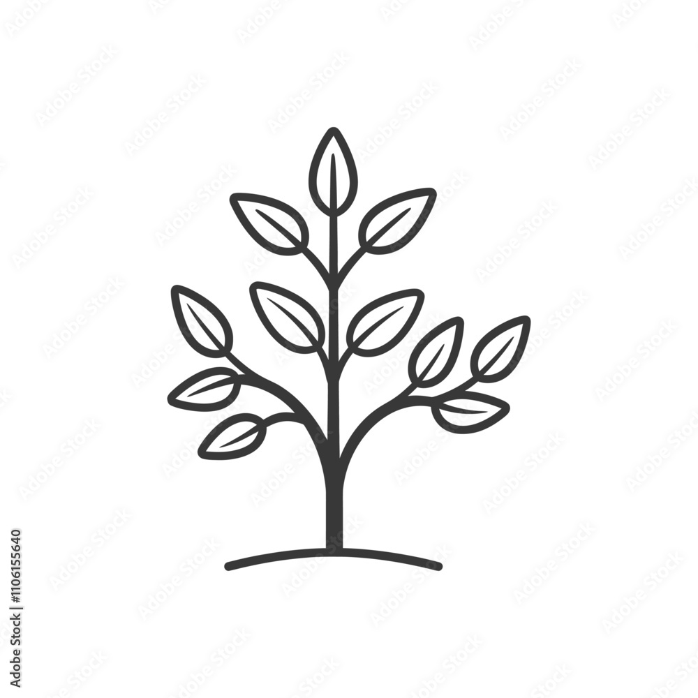 Simple Line Drawing Of A Small Tree With Multiple Branches And Leaves Simple Line Drawing Of A Small Tree With Multiple Branches And Leaves