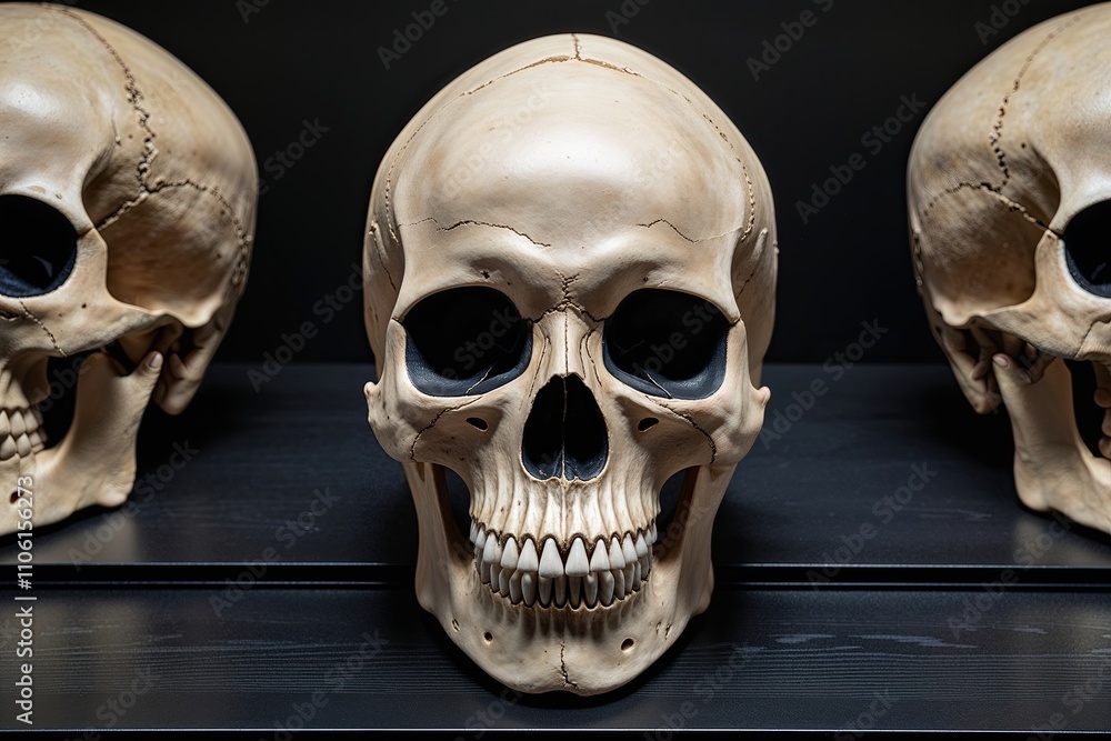 Realistic Human Skull Display - A Grisly yet Shocking Design with Ghostly Presence Realistic Human Skull Display - A Grisly yet Shocking Design with Ghostly Presence