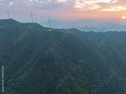 Sunset at Fengche Mountain in Longwen Old Village, Taishan, Jiangmen, Guangdong photo