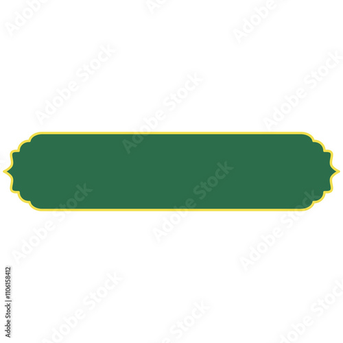 Luxury green golden arch islamic ornamental text box. Set of decorative luxury golden arabic islamic banner title frame transparent background gold text box. Arabic banner. Islamic Banner.