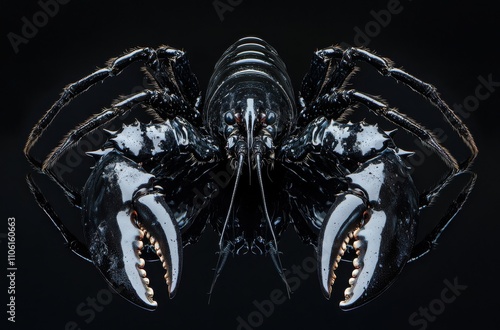 Exquisite Lobster on a Dark Background Showcasing Intricate Details of Claws and Texture, Perfect for Seafood Culinary Art or Marine Life Themes photo