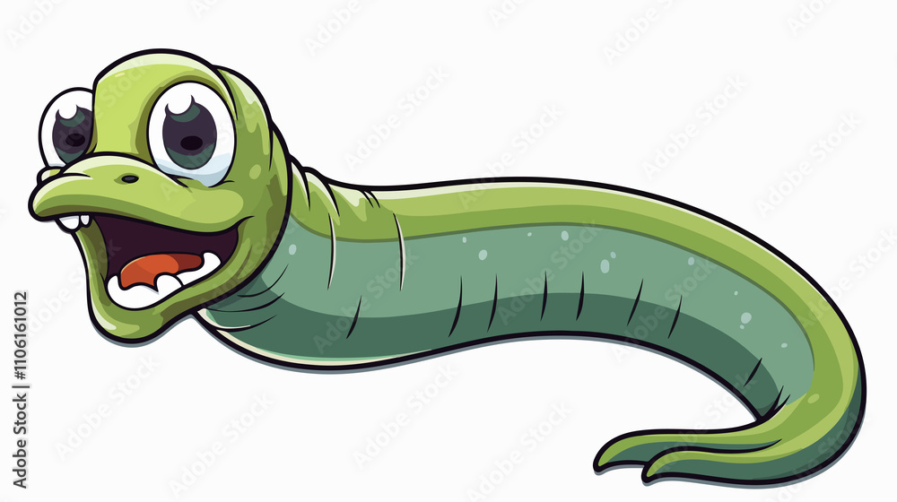 Fototapeta premium Colorful Cartoon Leech Sticker Vector Illustration for Kids Book Cover Design