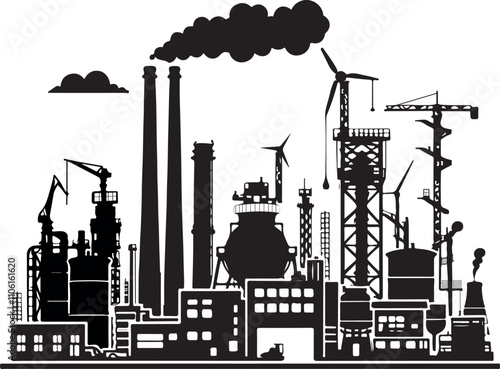 silhouette of factory