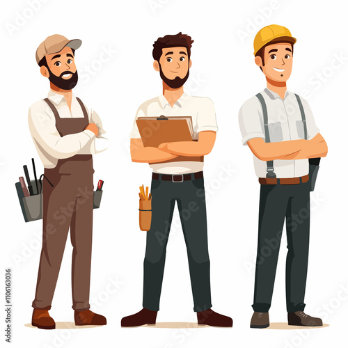 Professional Jobs and Professions Vector Illustration Isolated