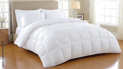 Cozy escape in a serene bedroom with plush duvet and oversized comforter inviting relaxation and tranquility