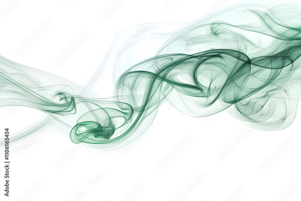 Fototapeta premium Green smoke explosion, isolated on white background