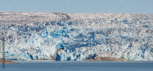 View of Qalerallit fjord and glacier in the south of Greenland photo