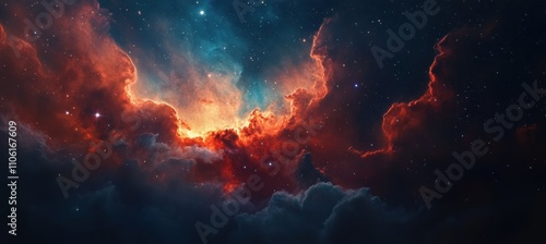 Stunning Celestial View of Ethereal Space Clouds Illuminated by Distant Stars in a Cosmic Landscape Filled with Nebula and Galactic Colors at the Edge of the Universe