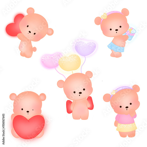 Wallpaper Mural PNG file for Cute bear cartoon,No black ground, love ly bear set , ❤️ Torontodigital.ca