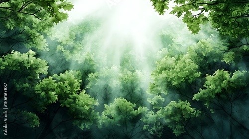 Serene Watercolor Forest Landscape for Peaceful Desktop Background