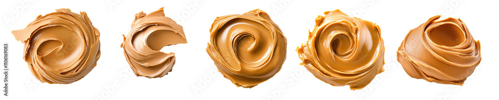 Peanut butter spread thick curl set isolated Png, transparent without background. Peanut butter spread thick curl set isolated Png, transparent without background.