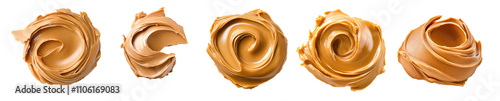 Peanut butter spread thick curl set isolated Png, transparent without background. photo