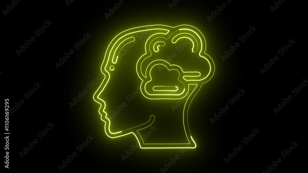 glowing neon dreaming icon isolated on black background. HD video motion graphic animation glowing neon dreaming icon isolated on black background. HD video motion graphic animation
