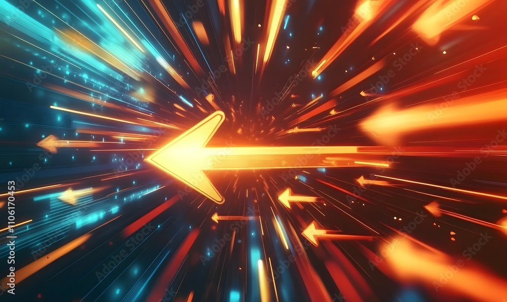 Fototapeta premium Abstract arrow direction. Technology background. High speed. Hi-tech, Generative Ai 