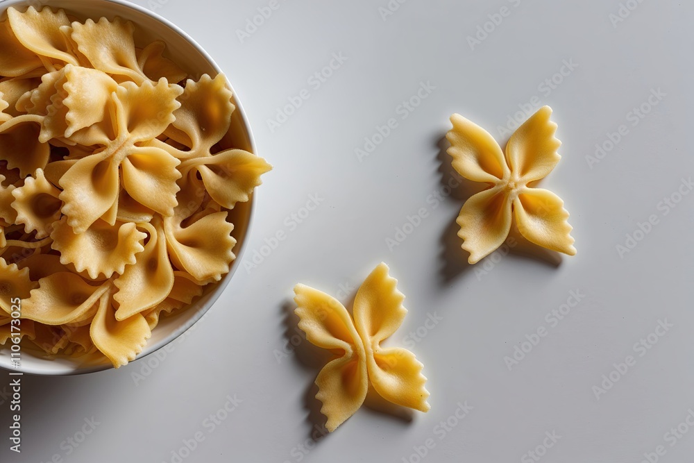 Delightful Farfalle Pasta Against a Clean White Background Delightful Farfalle Pasta Against a Clean White Background