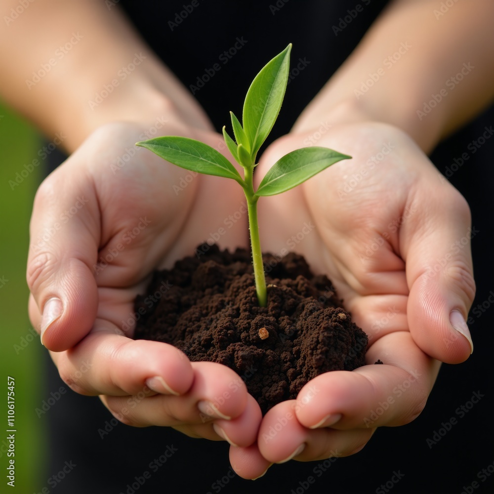 hands cupping young plant symbolizing growth and sustainability hands cupping young plant symbolizing growth and sustainability