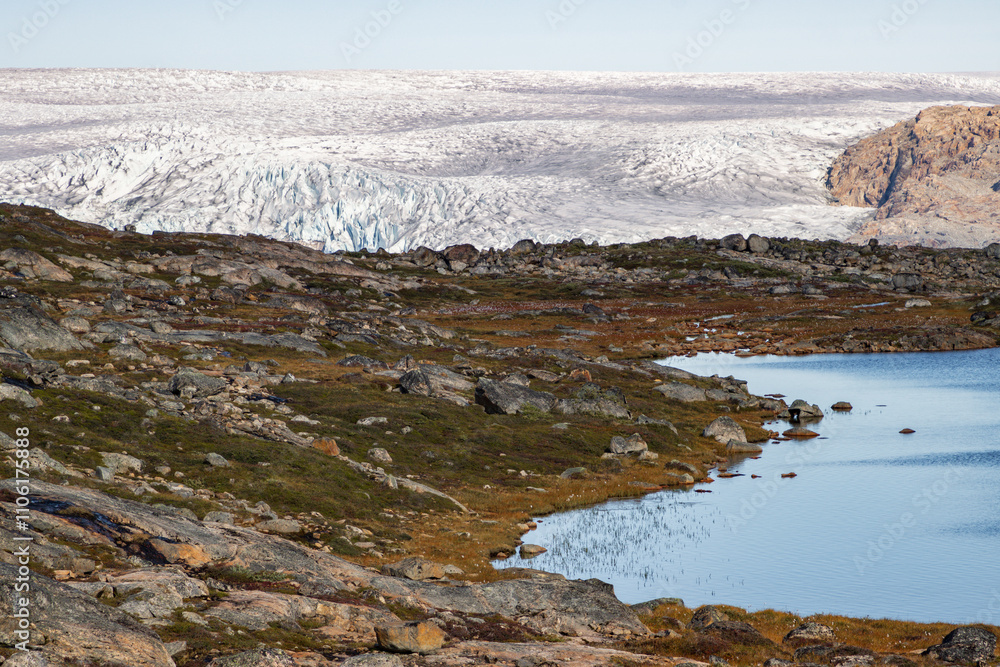 View of Qalerallit fjord and glacier in the south of Greenland View of Qalerallit fjord and glacier in the south of Greenland