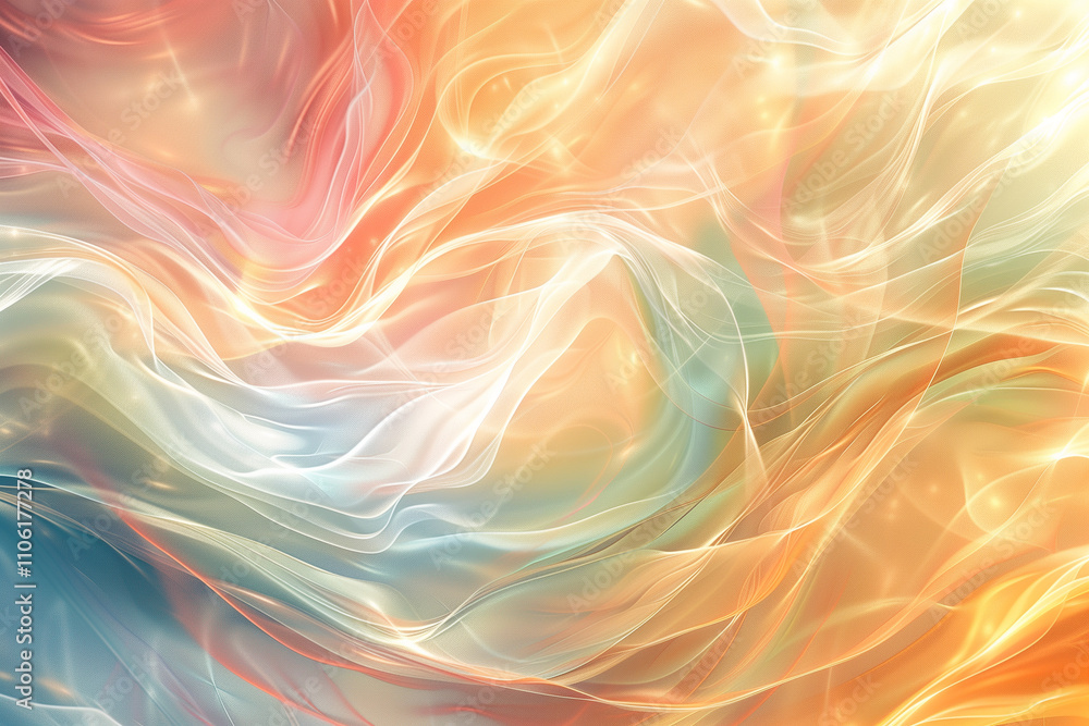 Abstract pastel background of blending pastel color lines in soft orange, yellow, red, and blue in a dreamy, flowing pattern. Backdrop for design projects. Abstract pastel background of blending pastel color lines in soft orange, yellow, red, and blue in a dreamy, flowing pattern. Backdrop for design projects.